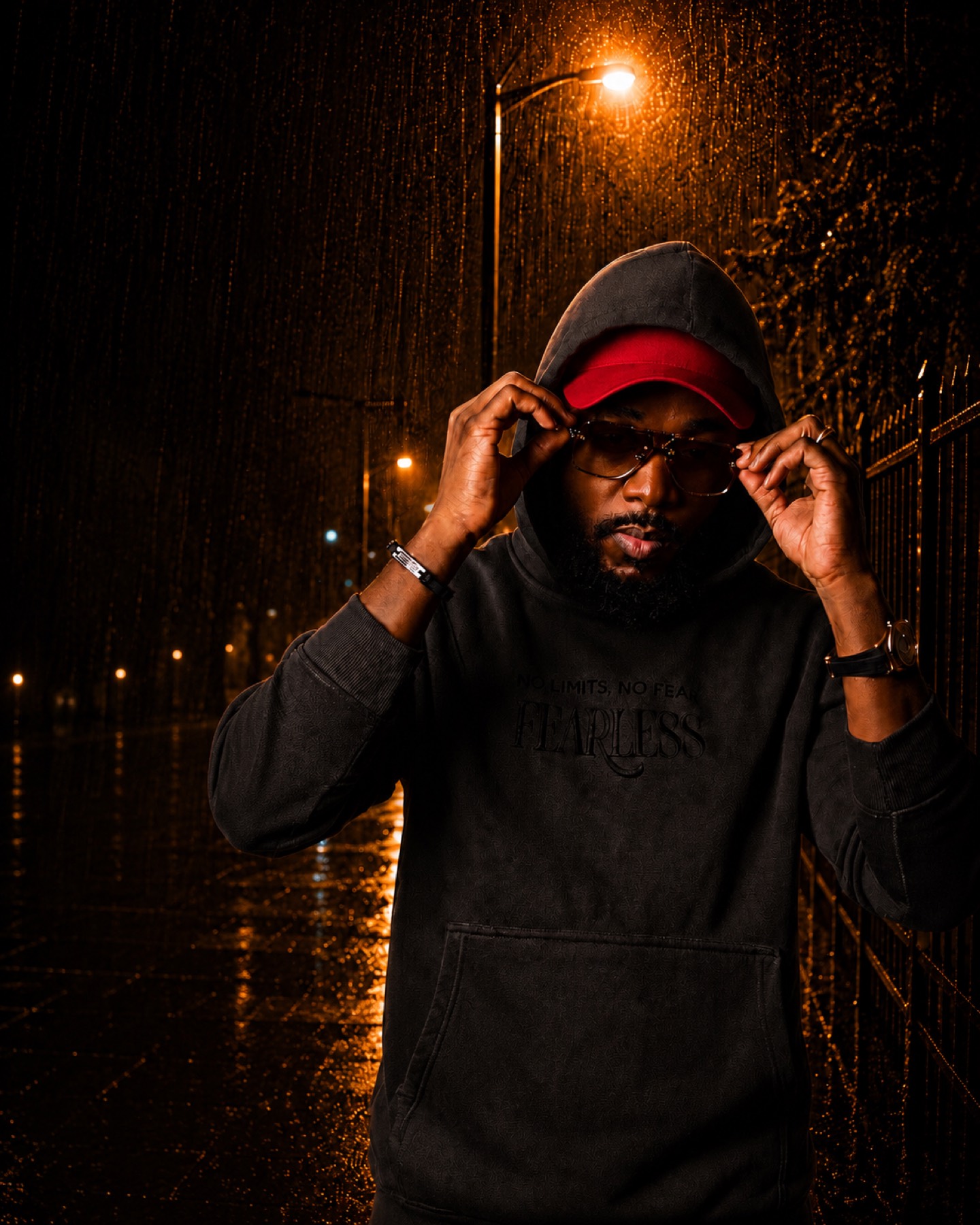 Kevin Downswell at night under streetlight